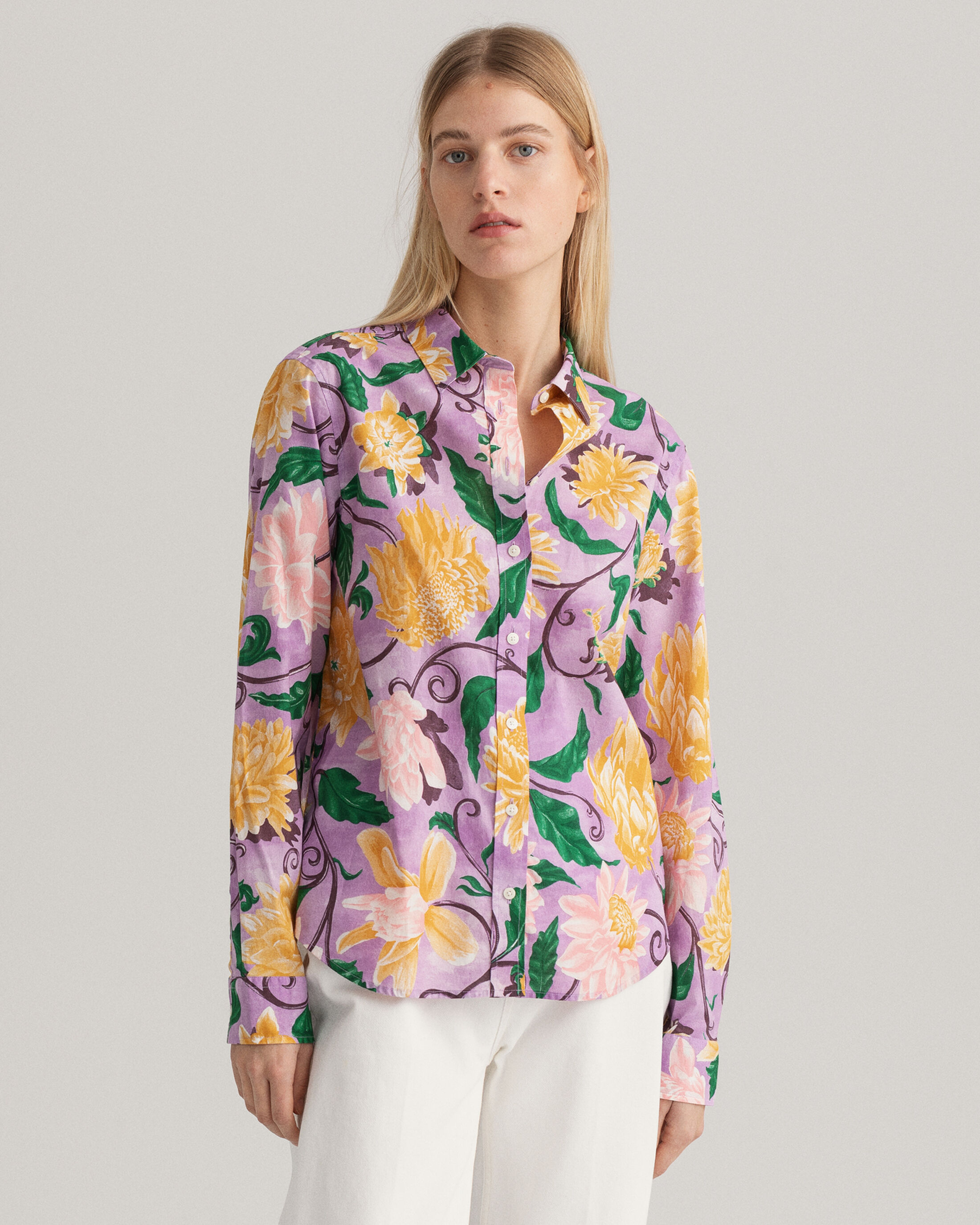  Regular Fit overhemd met Dahlia-print 