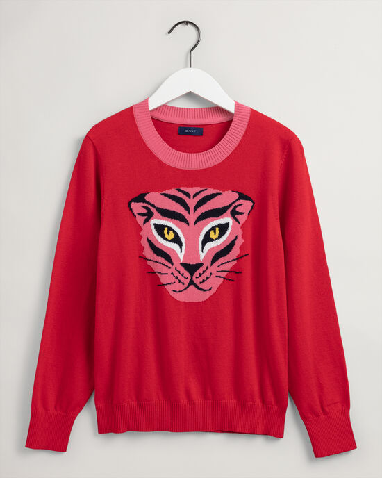 Tigress Intarsia sweater met ronde hals