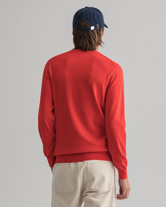 Sweater met contrasterende ronde hals van stretchkatoen
