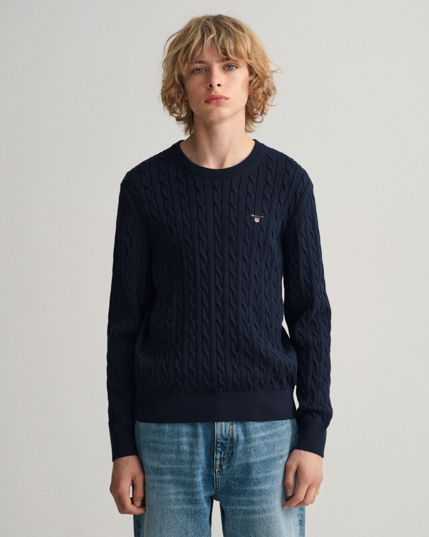 134/140 Teens Teen Boys Contrast Shield sweater met ronde hals Gant Jongens Kleding Truien & Vesten Truien Sweaters 