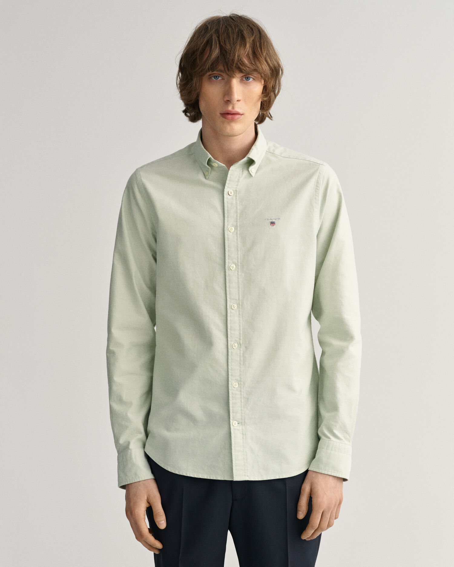 GANT Regular Fit Oxford-overhemd Met Microprint in het Wit voor heren Heren Kleding voor voor T-shirts voor T-shirts met korte mouw 
